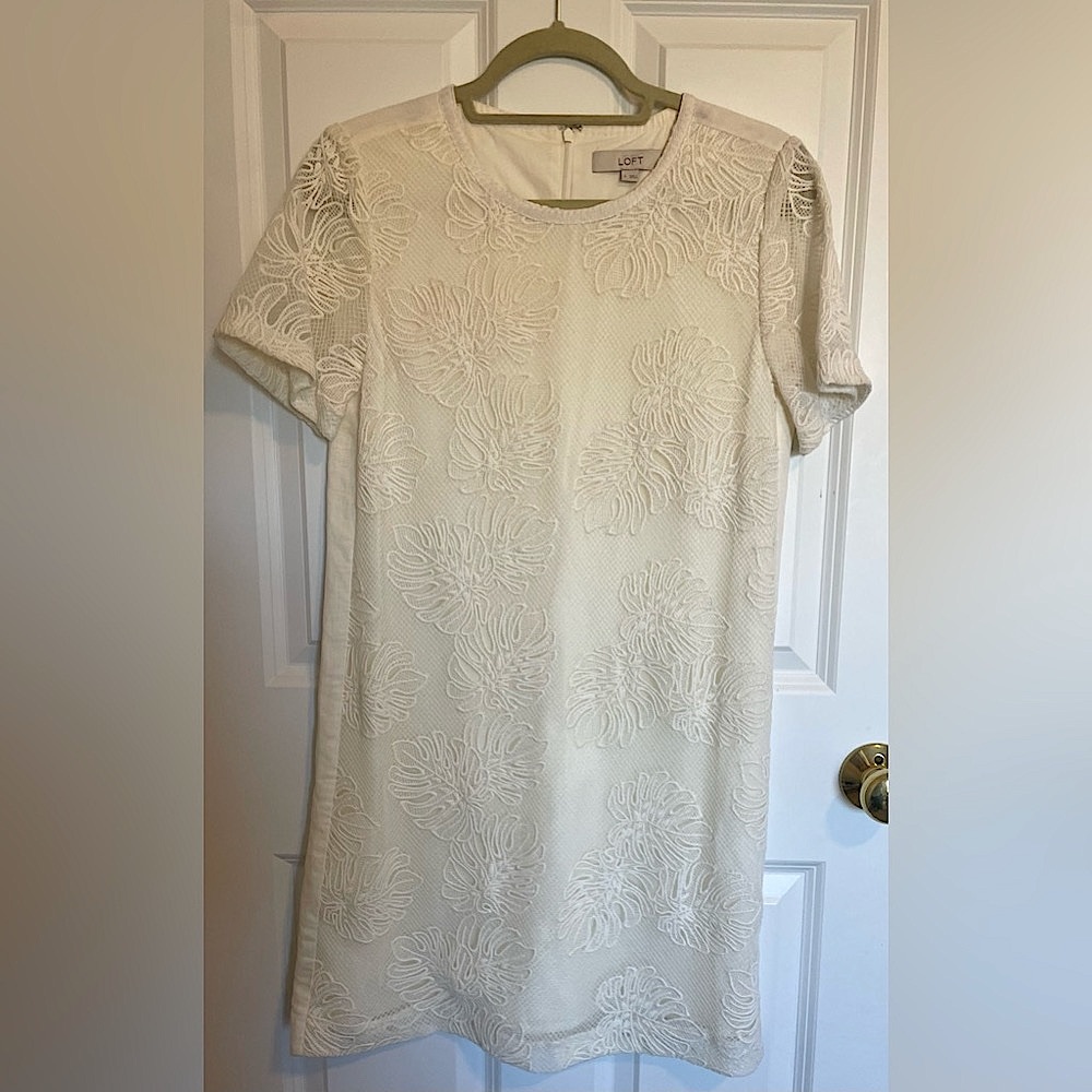 Loft White Lace Linen Dress
